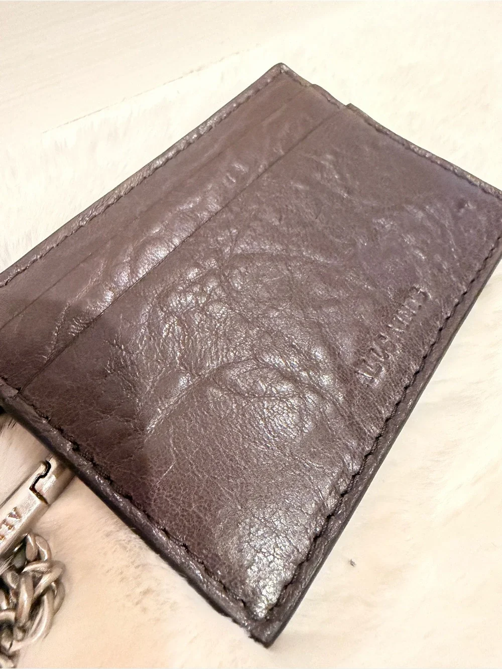 All Saints Leather Chain Card Holder - Black/Brown